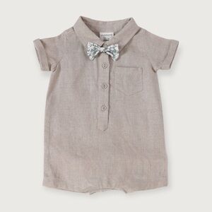 3-6 month old bow tie spring baby romper